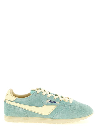 Blue Cowhide Low Top Sneakers