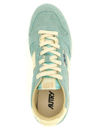 Blue Cowhide Low Top Sneakers