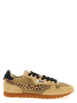 Beige Cotton Athletic Sneakers