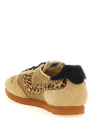 Beige Cotton Athletic Sneakers