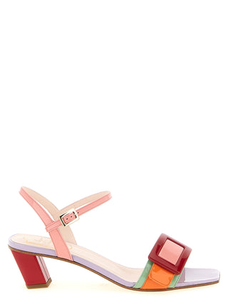 Multicolor Calfskin Stiletto Heel Sandals