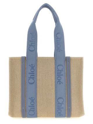 Blue Linen Tote Bag
