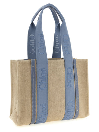 Blue Linen Tote Bag