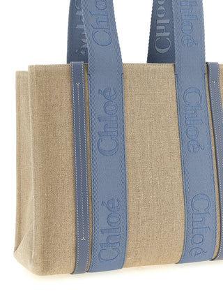 Blue Linen Tote Bag