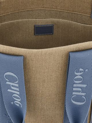 Blue Linen Tote Bag