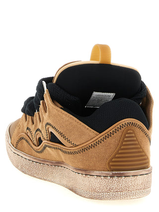 Brown Cotton Chunky Sneakers