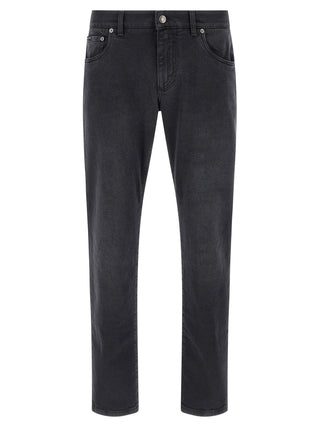 Black Cotton Straight-Leg Jeans