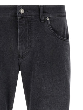 Black Cotton Straight-Leg Jeans