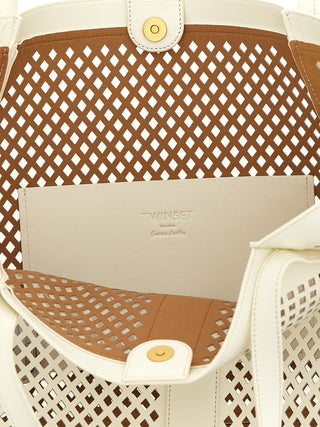 Bolso tote de cuero blanco