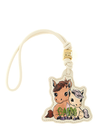 Beige Leather Keychain