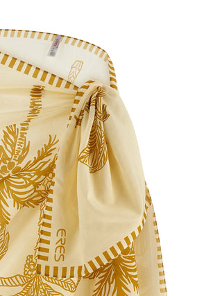 Beige Cotton Midi Skirt