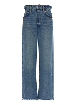 Jeans de pierna recta de algodón azul