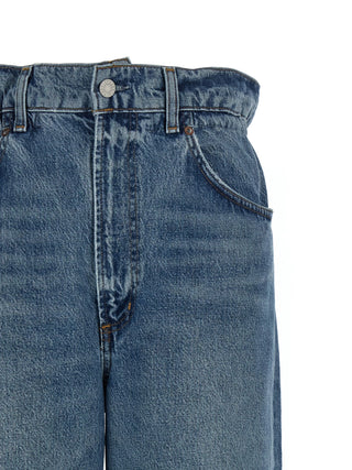 Blue Cotton Straight-Leg Jeans