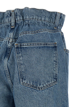 Blue Cotton Straight-Leg Jeans