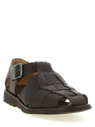 Sandalias planas de piel de becerro marrón