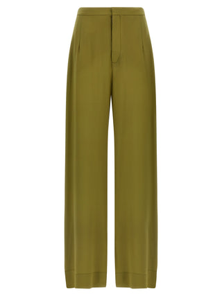 Bicolor Silk Casual Pants