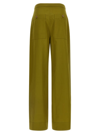 Bicolor Silk Casual Pants