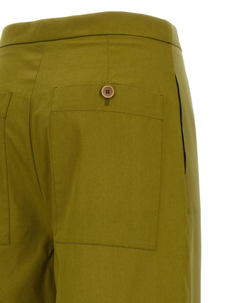 Bicolor Silk Casual Pants