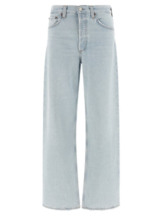 Jeans de algodón azul de corte relajado  