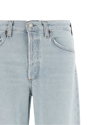 Jeans de algodón azul de corte relajado  