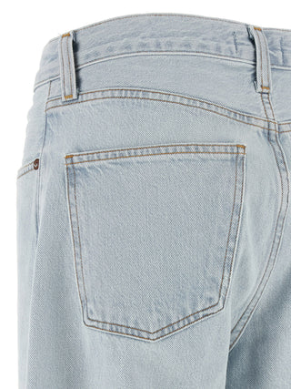 Jeans de algodón azul de corte relajado  