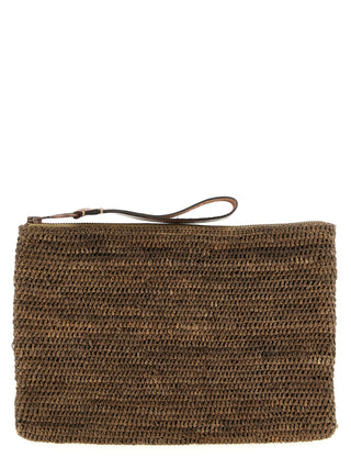 Brown Raffia Clutch Bag