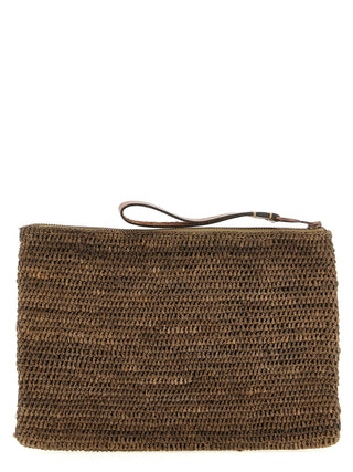 Brown Raffia Clutch Bag