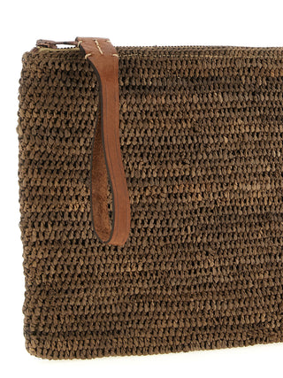 Brown Raffia Clutch Bag