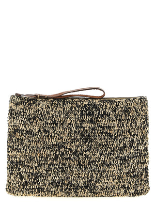 Bicolor Raffia Clutch Bag