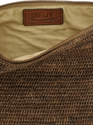 Brown Raffia Clutch Bag