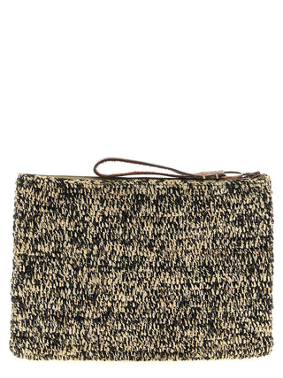 Bicolor Raffia Clutch Bag