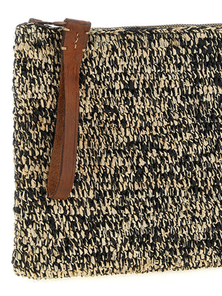 Bicolor Raffia Clutch Bag