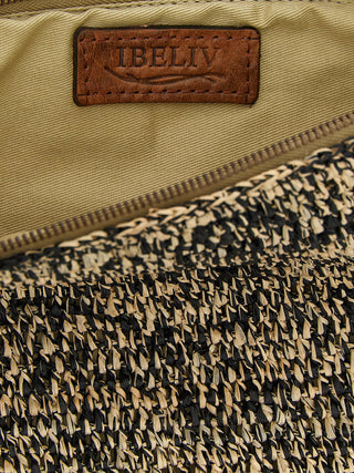 Bicolor Raffia Clutch Bag