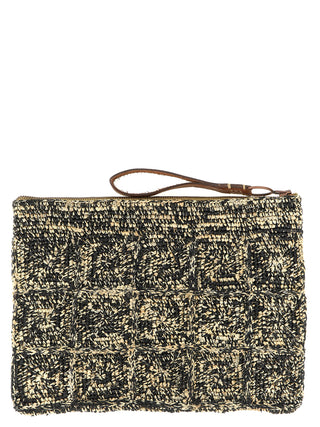 Bicolor Raffia Clutch Bag
