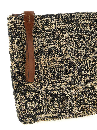 Bicolor Raffia Clutch Bag