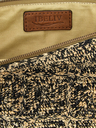 Bicolor Raffia Clutch Bag