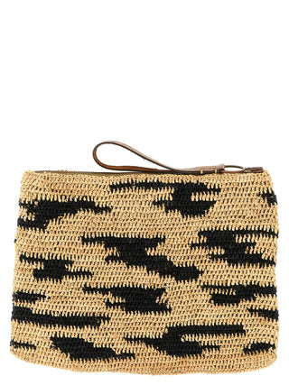 Multicolor Raffia Clutch Bag