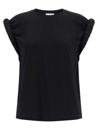 Black Cotton Sleeveles T-Shirt