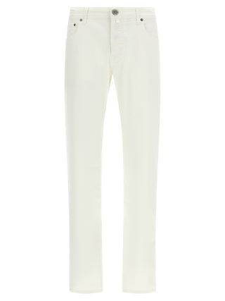 White Cotton Straight-Leg Jeans