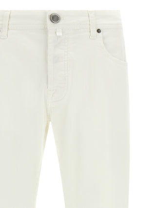 White Cotton Straight-Leg Jeans