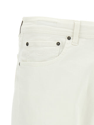 White Cotton Straight-Leg Jeans