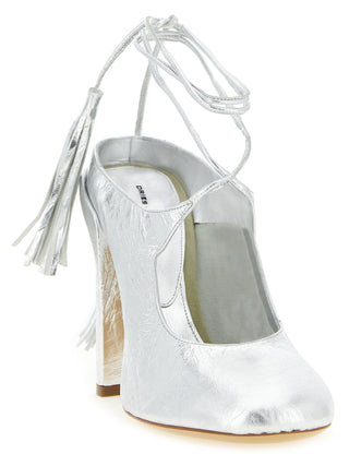 Silver Lamb Leather High Heel Pumps