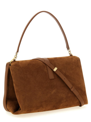 Bolso de hombro marrón de piel de cabra
