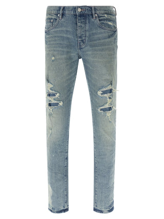 Jeans ajustados de algodón azul