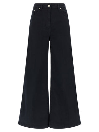 Blue Cotton Flared Pants