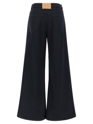 Blue Cotton Flared Pants