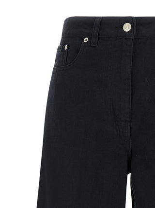 Blue Cotton Flared Pants