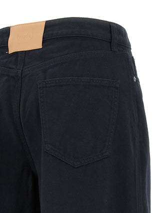 Blue Cotton Flared Pants