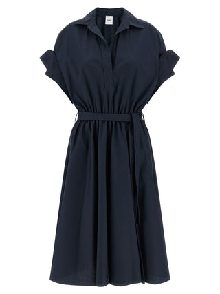 Blue Cotton Midi Dress