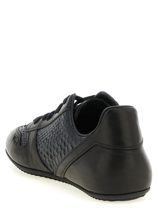 Black Lamb Leather Low Top Sneakers